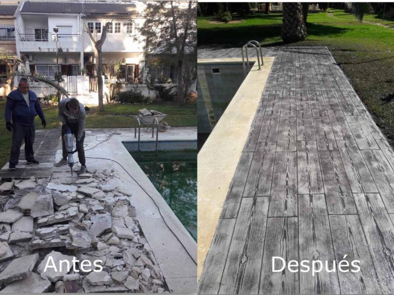 Obra de hormigon impreso en piscinas Presupuesto hormigón impreso 