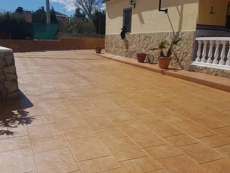 Hormigon impreso patios y exteriores Precio suelo hormigón impreso valencia 